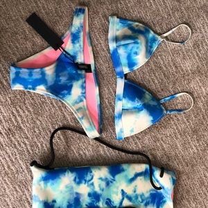Triangl Tie Dye bikini with matching bag